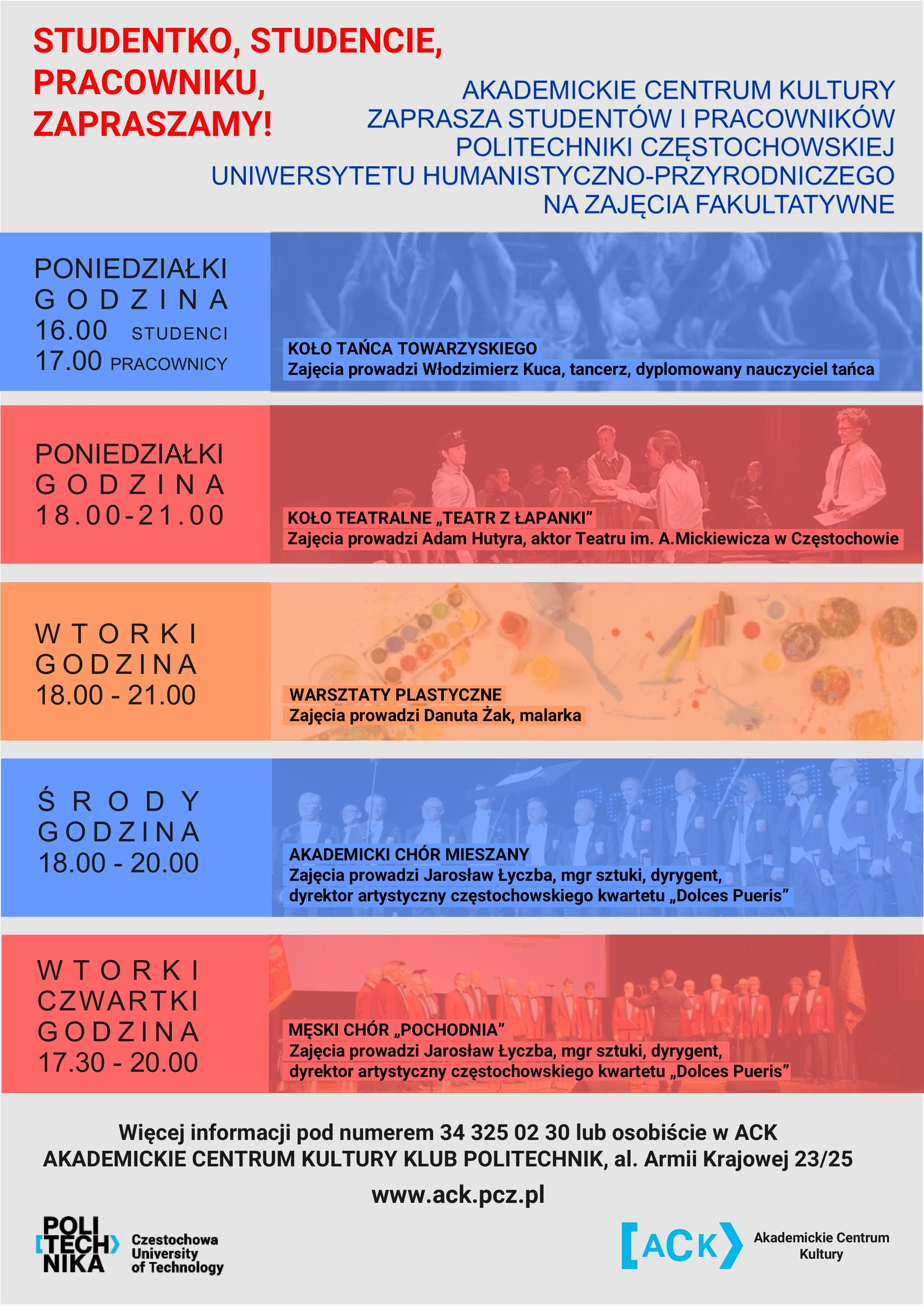 Zajęcia dla studentów plakat