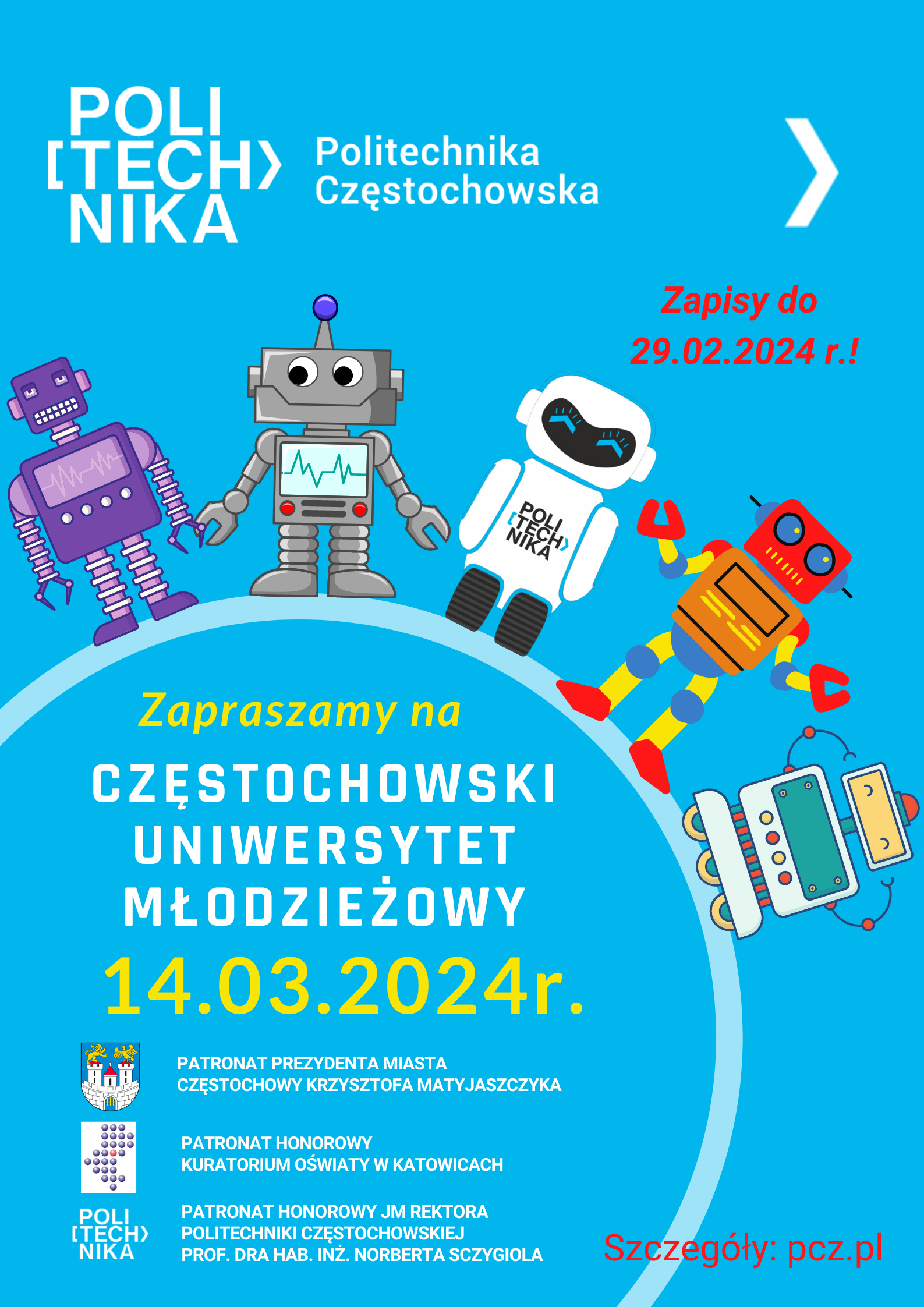 Częstochowski Uniwersytet Młodzieżowy 2024 plakat